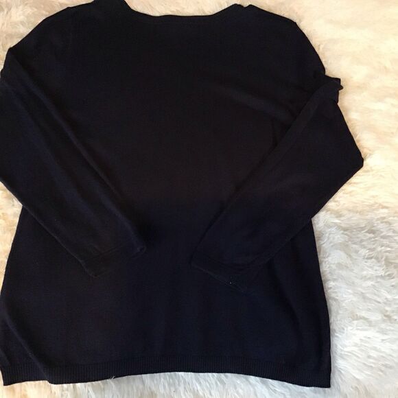 Talbots Navy Blue V Neck Sweater Size XL Long Sleeve Button Accent - Picture 8 of 8